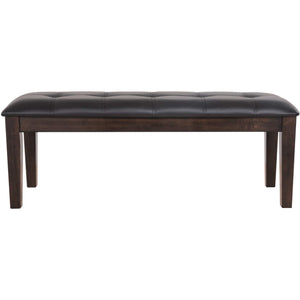 Upholstered Dining Bench with Button Tufting — Wood Frame & Faux Leather Seat