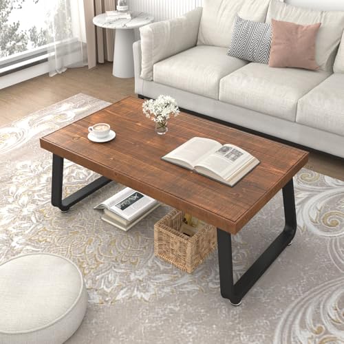 Rustic Wood Coffee Table with Metal Frame