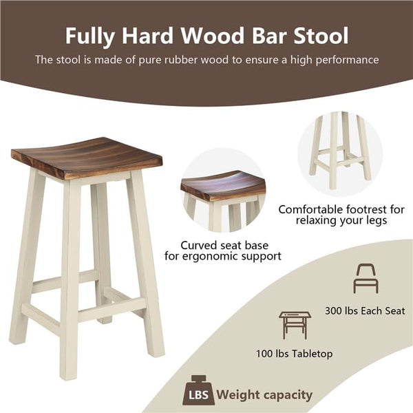 3-Piece Counter Height Bistro Table Set with Saddle Stools