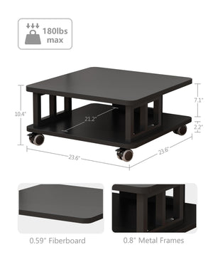 2-Tier Printer Stand with Wheels and Storage Shelf