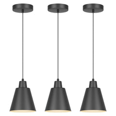 Industrial Pendant Lights 3-Pack – Adjustable Metal Ceiling Fixtures