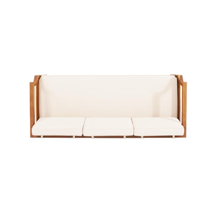 Outdoor 3-Seater Acacia Wood Sofa with Water-Resistant Cushions