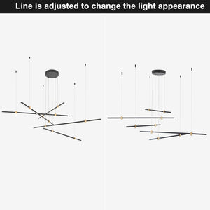 Dimmable LED Chandelier 5-Light Linear Sputnik Pendant