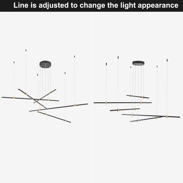 Dimmable LED Chandelier 5-Light Linear Sputnik Pendant
