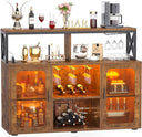 Bar Cabinet with LED Lights & Power Outlets