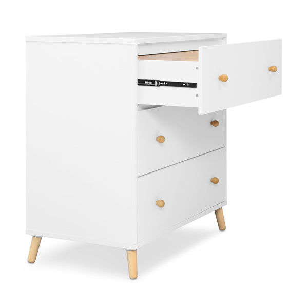3-Drawer Dresser with Interlocking Drawers – White/Natural