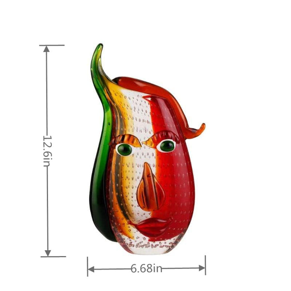 Murano-Style Art Glass Face Sculpture — Hand Blown Decorative Figurine