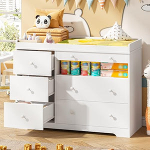 Kids Dresser with 6 Drawers & Open Shelf