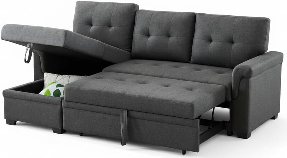 Convertible L-Shaped Sectional Sleeper Sofa with Storage Chaise