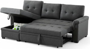 Convertible L-Shaped Sectional Sleeper Sofa with Storage Chaise