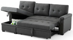 Convertible L-Shaped Sectional Sleeper Sofa with Storage Chaise