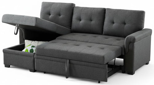 Convertible L-Shaped Sectional Sleeper Sofa with Storage Chaise