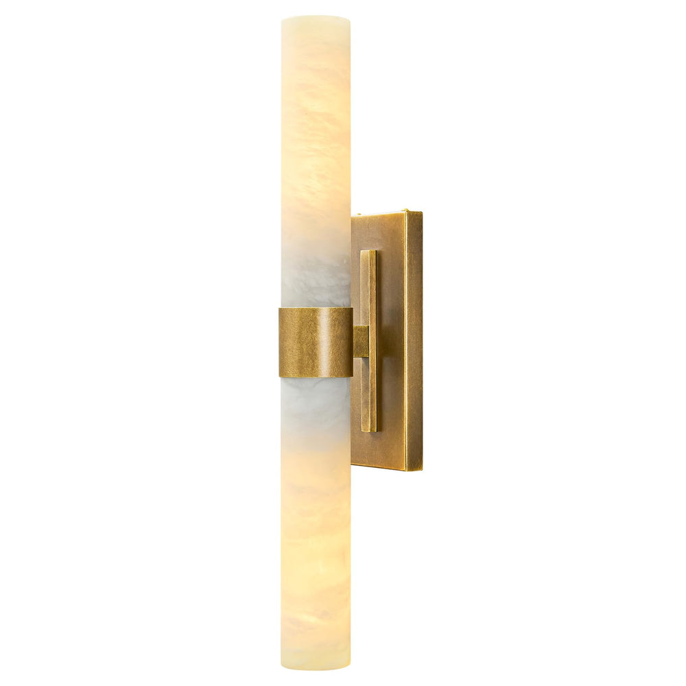 Brass Wall Sconce with Marble Shade – Bathroom Vanity Light