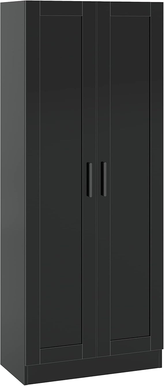 Tall Wooden Storage Cabinet with 2 Doors & Shelves