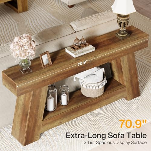 70.87" Farmhouse Console Table with 2-Tier Storage