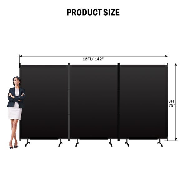 Blackout Room Divider – Freestanding Folding Privacy Screen