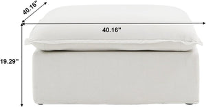 Beige Square Ottoman with Removable Cover
