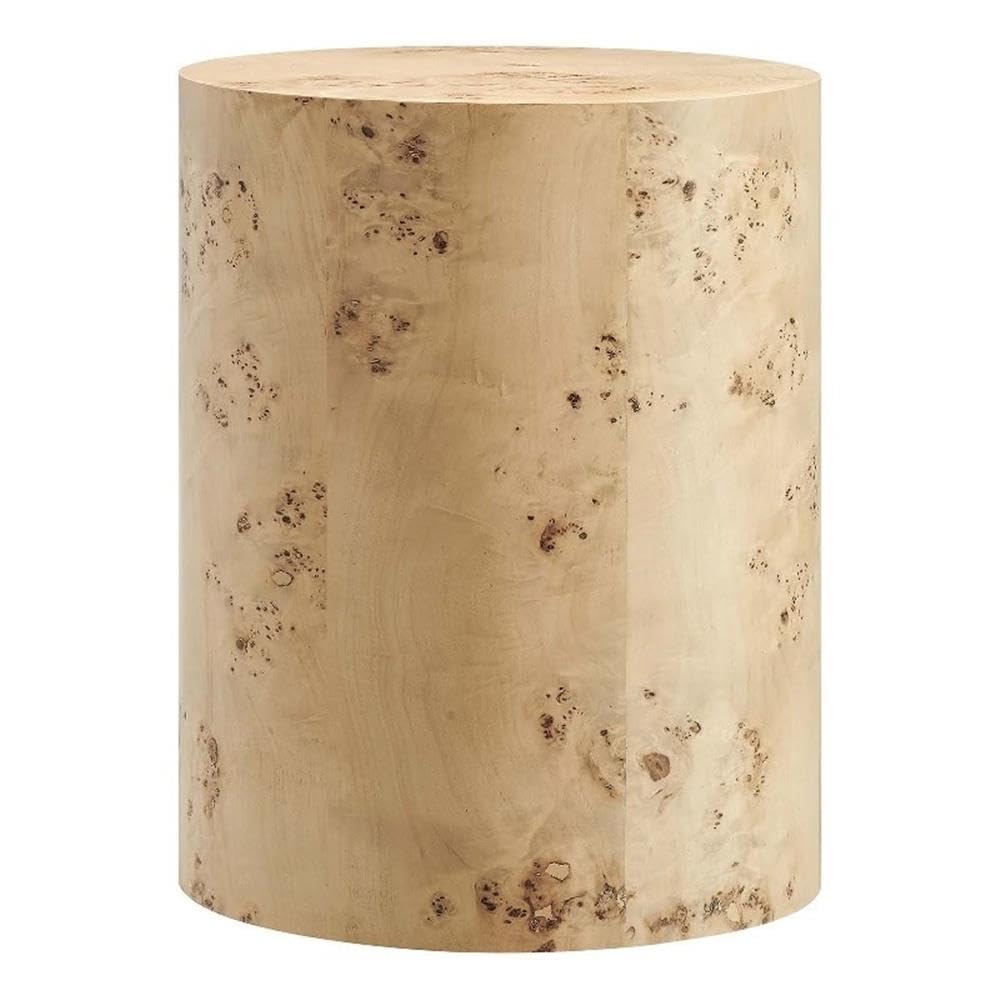 Round Burl Wood Side Table
