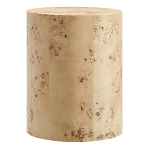 Round Burl Wood Side Table