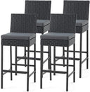 Outdoor Wicker Bar Stools Set of 4 with Cushion