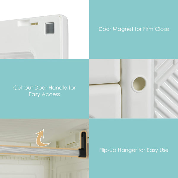 Portable Closet Wardrobe with Cubby Storage & Magnet Doors