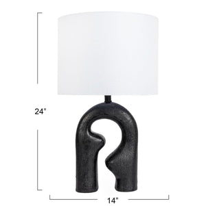 Abstract Sculptural Resin Table Lamp with White Drum Shade