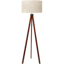 Wood Tripod Floor Lamp with Linen Shade