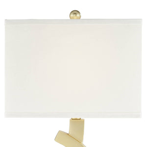 Gold USB Table Lamps Set of 2 with Rectangular Shade
