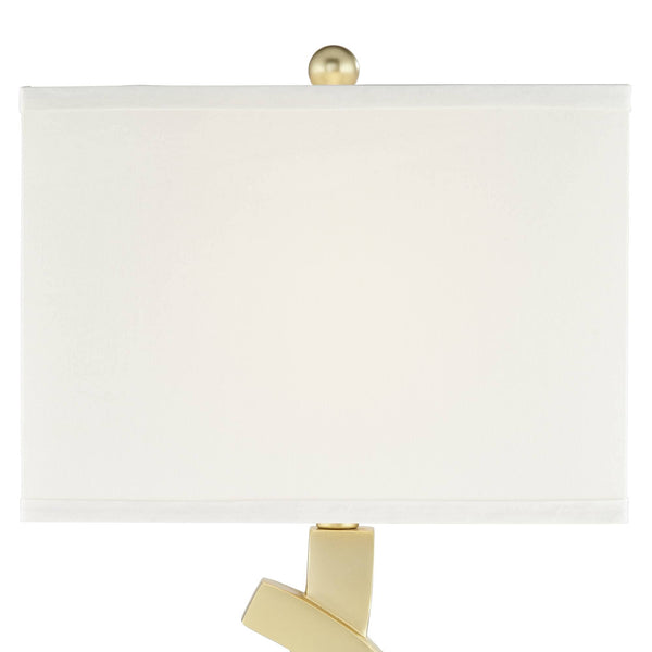 Gold USB Table Lamps Set of 2 with Rectangular Shade