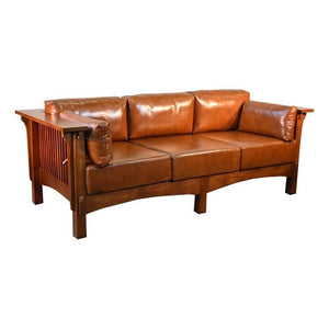 Mission Style Sofa – Solid Quarter Sawn White Oak & Leather Cushions