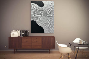 30x45" Hand-Painted Abstract Ocean Wave Oil Painting on Canvas – Vertical Framed Wall Art