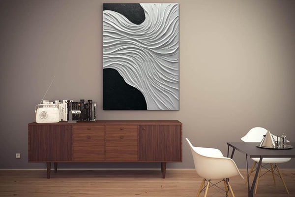 30x45" Hand-Painted Abstract Ocean Wave Oil Painting on Canvas – Vertical Framed Wall Art