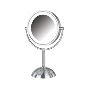 Lighted Tabletop Vanity Mirror with 1X & 8X Magnification