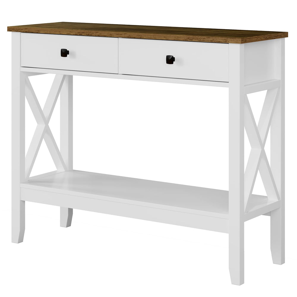 Console Table with 2 Drawers and Storage Shelf