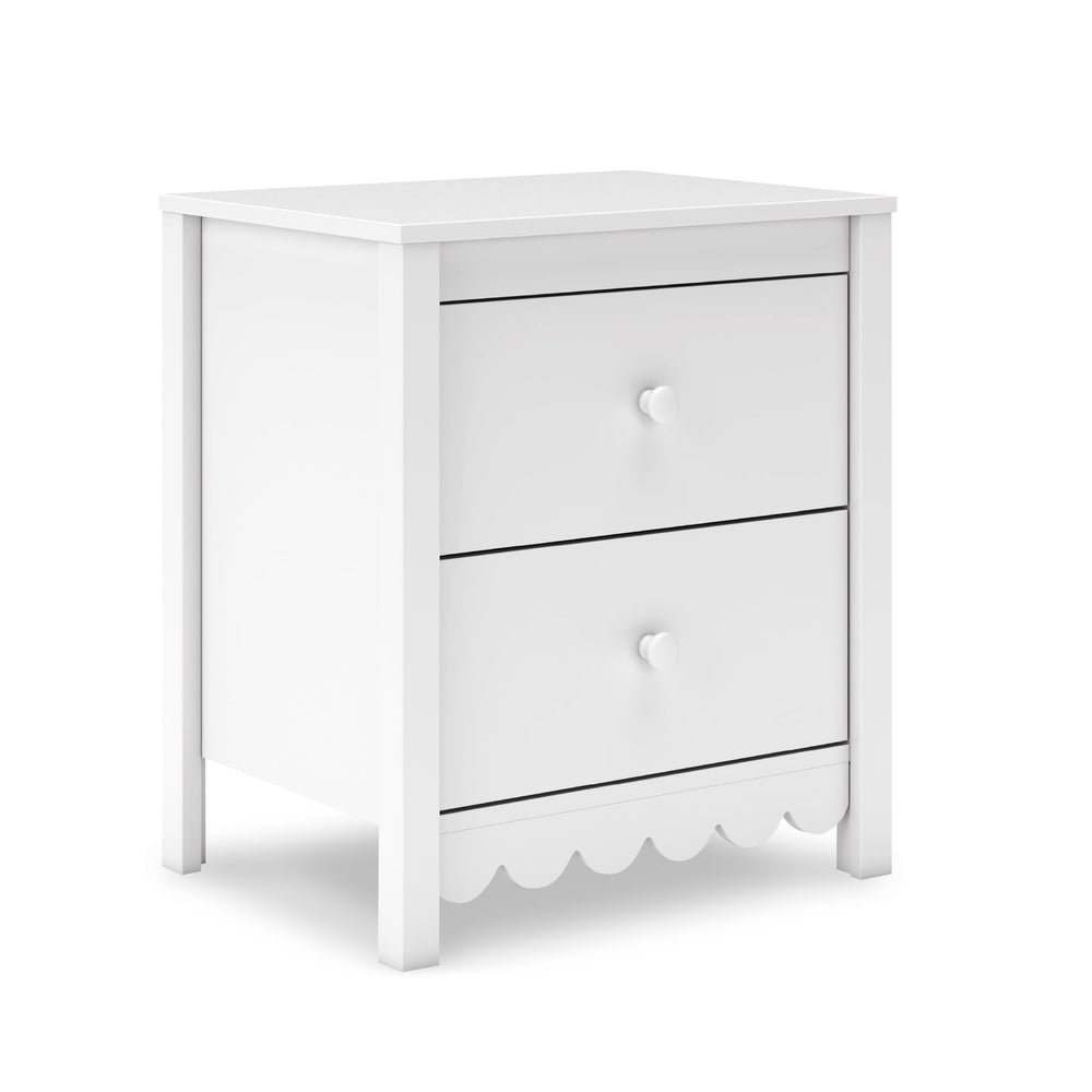 2-Drawer Nightstand with Scallop Design – Matte Finish