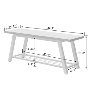 Industrial Entryway Storage Bench with Shoe Shelf