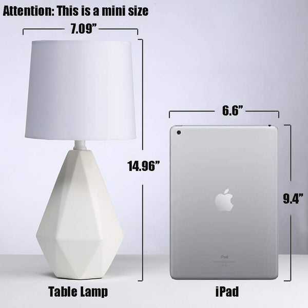 Modern Small Ceramic Table Lamp with White Fabric Shade