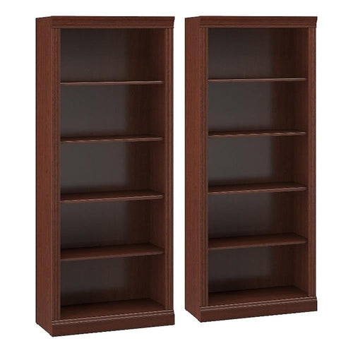 Tall 5-Shelf Bookcase Set of 2 – Harvest Cherry