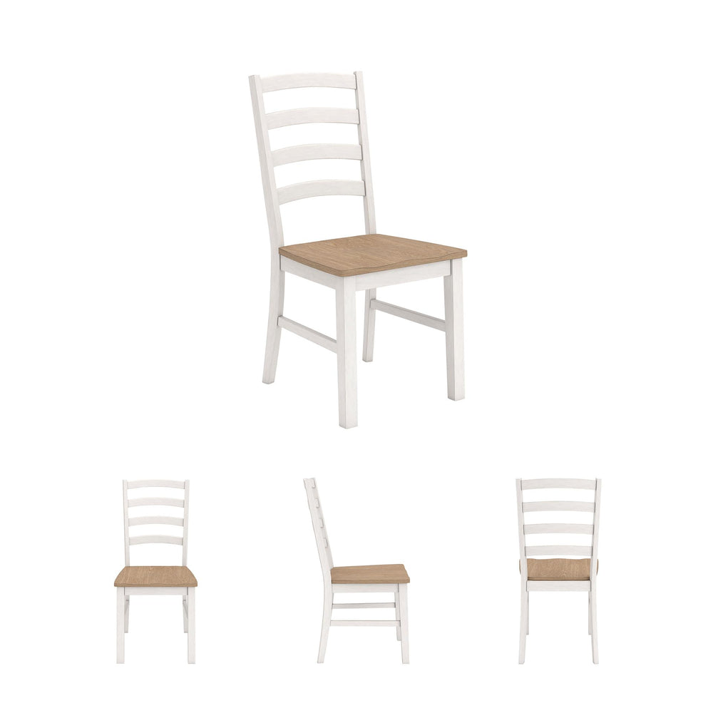 Ladderback Dining Chair Set of 2 – White & Light Brown