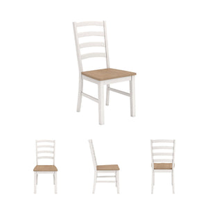 Ladderback Dining Chair Set of 2 – White & Light Brown