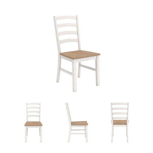 Ladderback Dining Chair Set of 2 – White & Light Brown