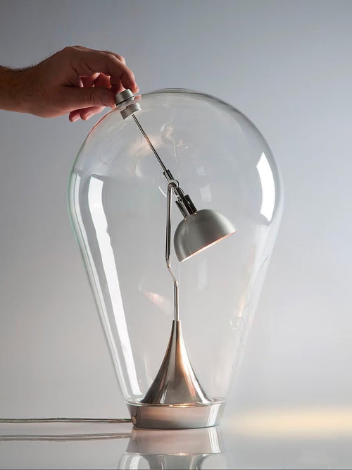 Modern Glass Desk Lamp with Swing Arm & Touch Control