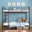 Twin Over Twin Metal Bunk Bed – 2-in-1 Convertible with Guardrails