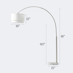 Arc Floor Lamp with Marble Base & Drum Shade