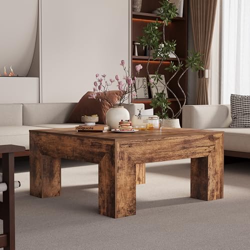 Square Farmhouse Coffee Table 35.5" Rustic Brown