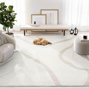 Cream & Beige Abstract Area Rug