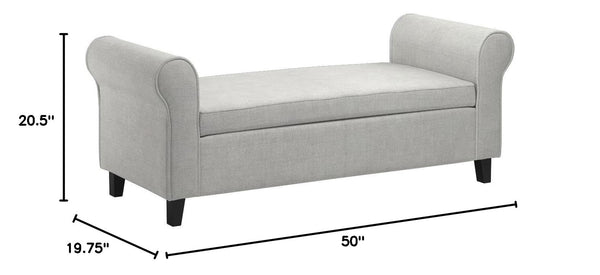 Armed Fabric Storage Ottoman Bench