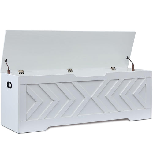 55-Inch Storage Bench with Safety Hinges