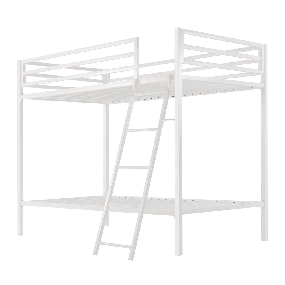 Twin Over Twin Metal Bunk Bed with Ladder & Guardrail