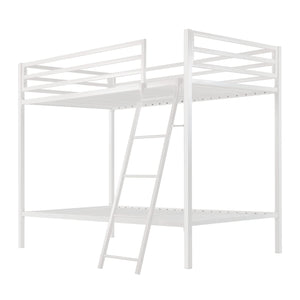 Twin Over Twin Metal Bunk Bed with Ladder & Guardrail